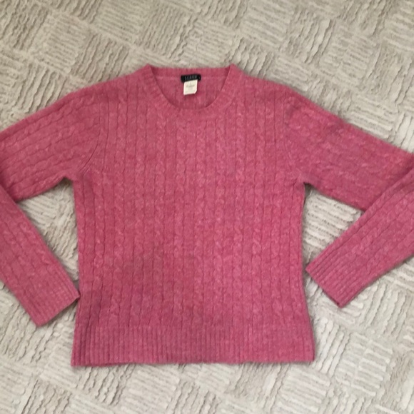 J. Crew Factory pink cable knit crew neck sweater - Picture 2 of 8